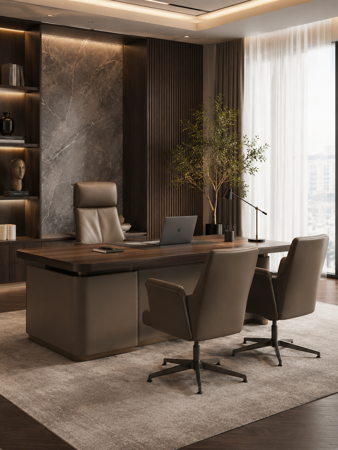Study table and computer table with upholstered chair